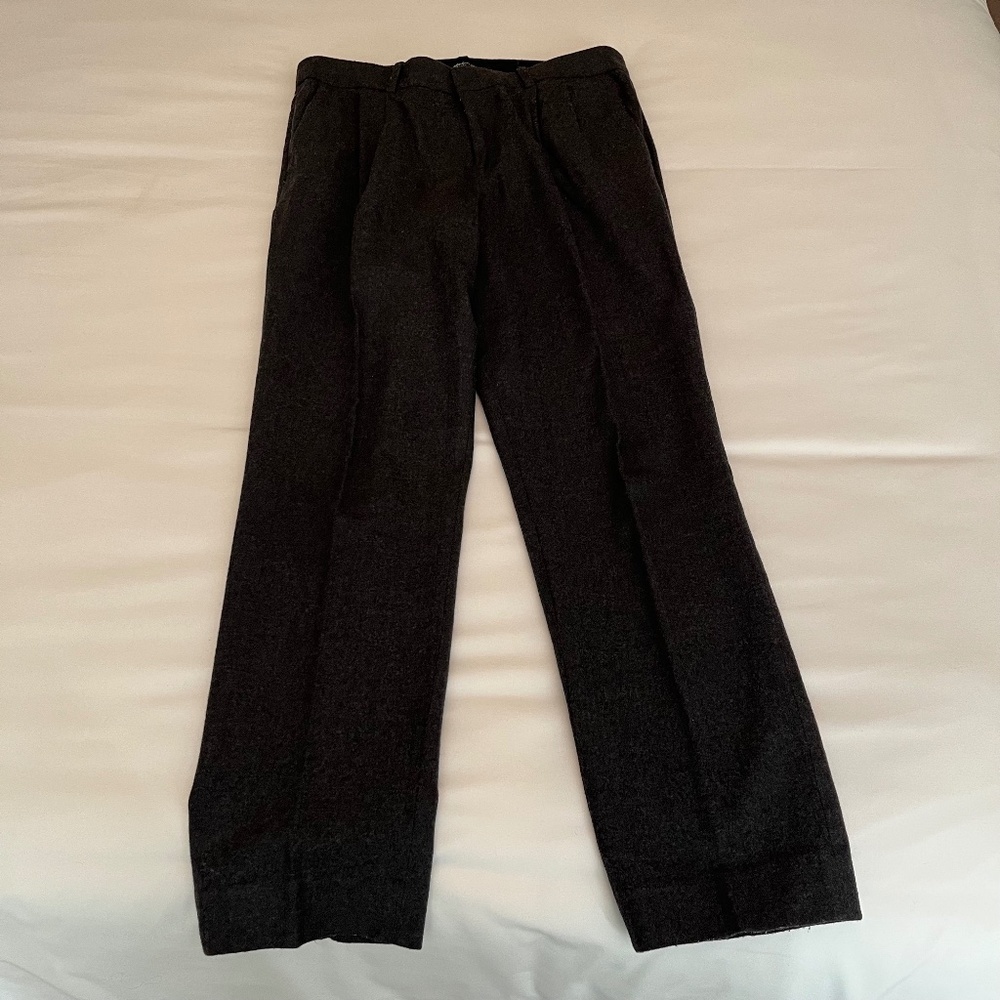 Madewell dark grey wool-blend pleated slacks